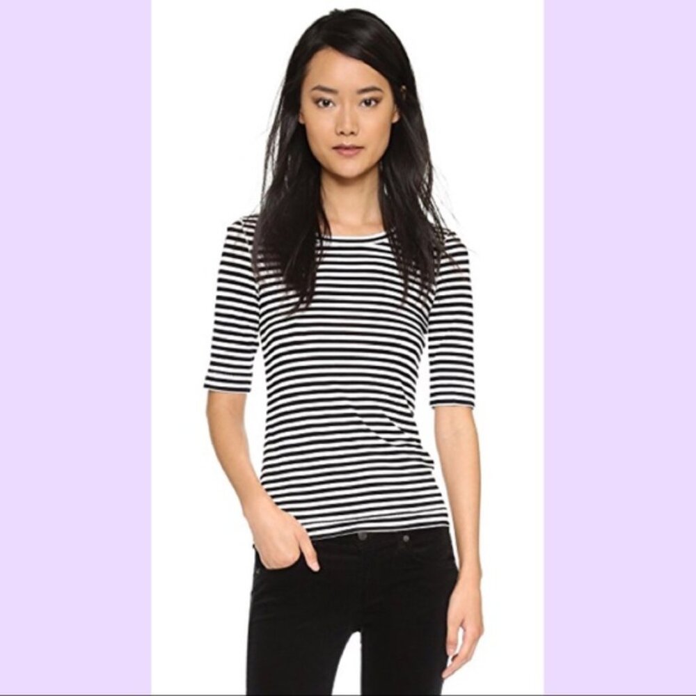 Free People Leader of the Pack Elbow Length Sleeve Stripe T-Shirt Size S